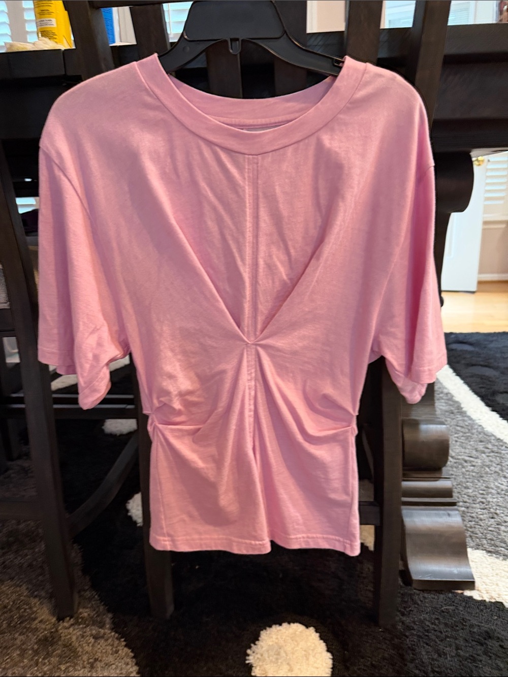 Isabel Marant Pink Twist-Front Short Sleeve Tee